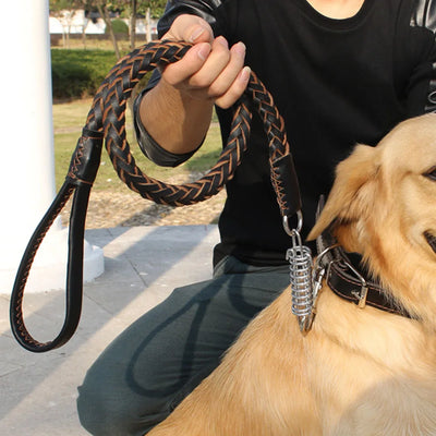 Guinzaglio Cani Resistente Vera Pelle Regolabile Passeggio Accessori Animali Domestici