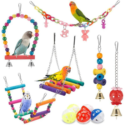 Giocattoli Uccelli Pappagallo 11 Pezzi Multicolore Divertente Antistress Accessori Animali Domestici