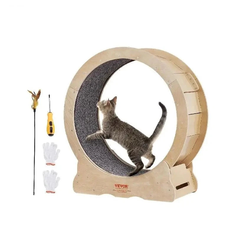 Ruota Corsa Esercizi Gatti Tapis Roulant Grande Comoda Sicura Legno Massello Stabile Rimovibile Pulizia Animali Domestici