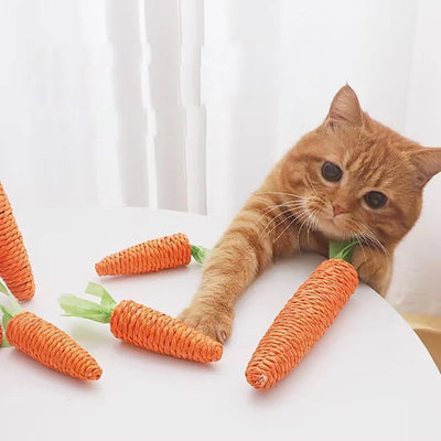 Juguete interactivo para gatos, juego de zanahoria con sonido, 2 piezas, accesorios divertidos para mascotas 