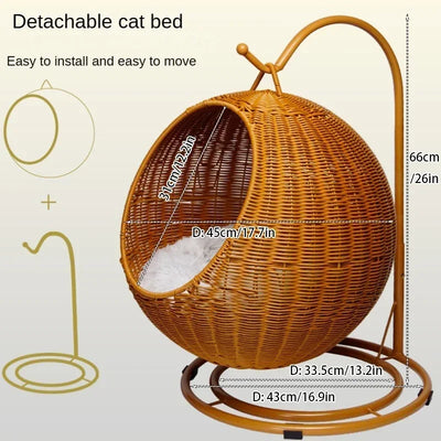 Cuccia Gatto Legno Design Innovativo Amaca Comfort Relax Riposo Confortevole Animali Domestici