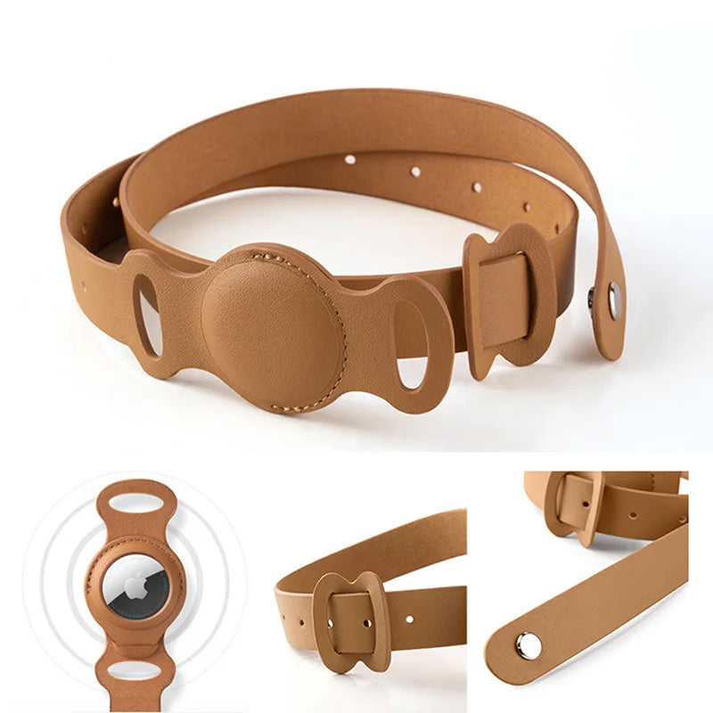 Collare Cane Gatto Cuoio IOS Bluetooth Tracking Cinturino Regolabile Custodia Protettiva Antigraffio Animali Domestici