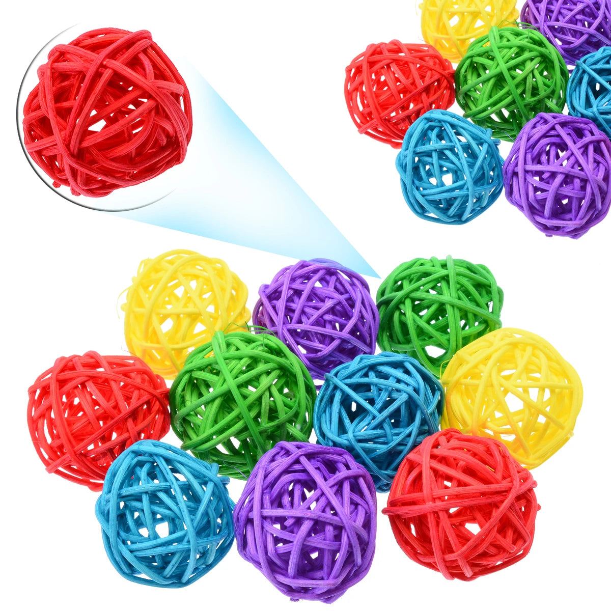 Parrot Bird Toy 10 Pieces Multicolored Ball Chew Biting Funny Anti-Stress Pet Accessories 