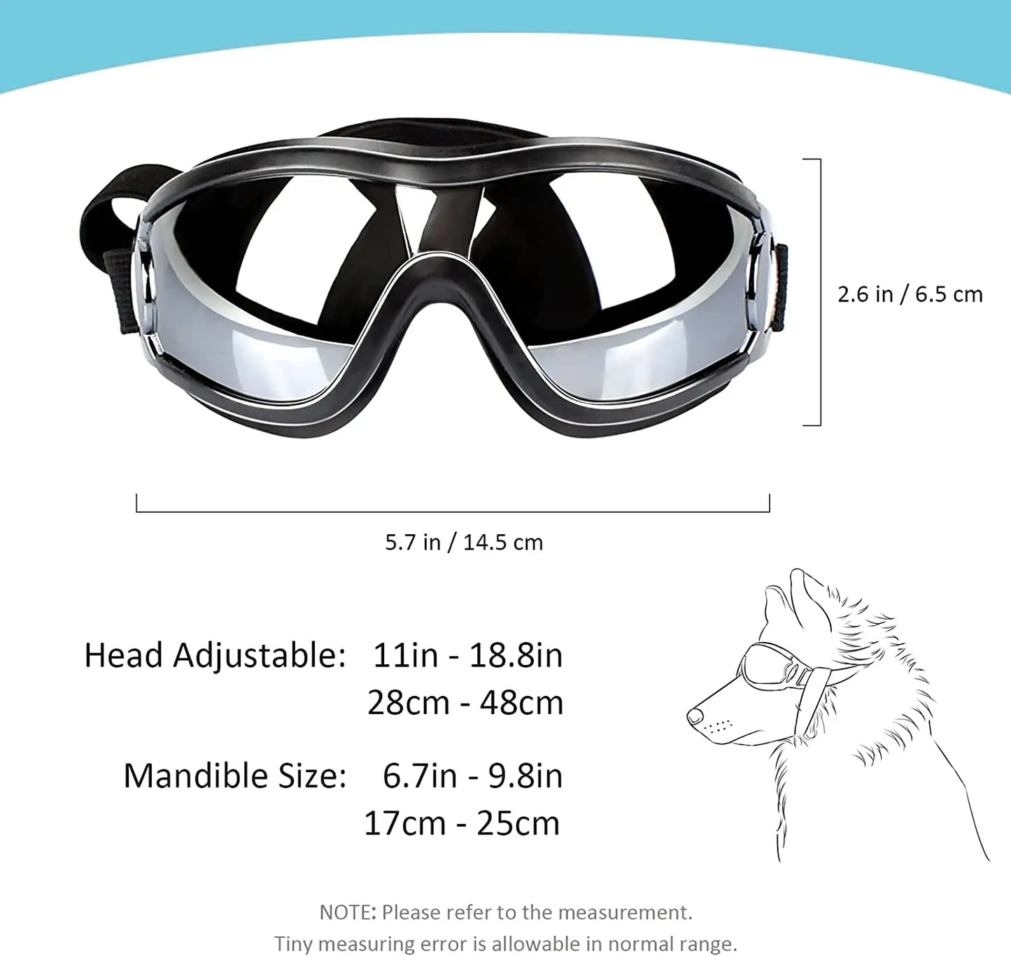 Occhiali Cane Viaggio Sole Protegge Regolabile Comodo Stabile Animali Domestici