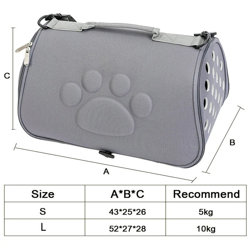 Dog Cat Carrier Breathable Foldable Travel Bag for Transporting Pets 