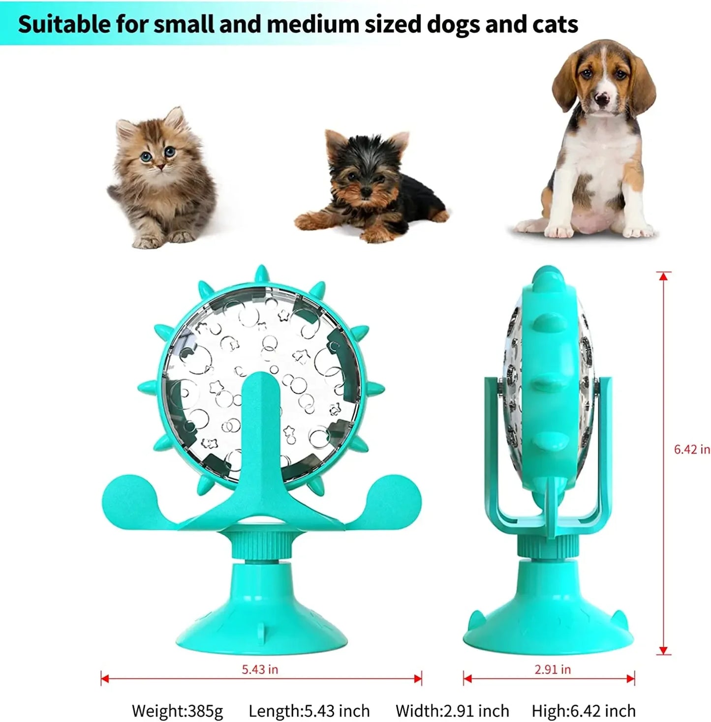 Giocattolo Gatto Cane Allenamento Esercizio Gioco Mangiatoia Cibo Design Rotante Ventosa Durevole Animali Domestici