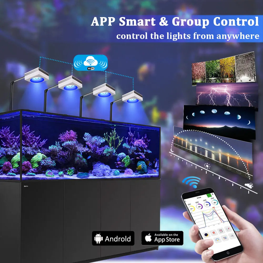 Luce LED Pesci Acquario Marino Corallo IOS Android Controllo Remoto Animali Domestici