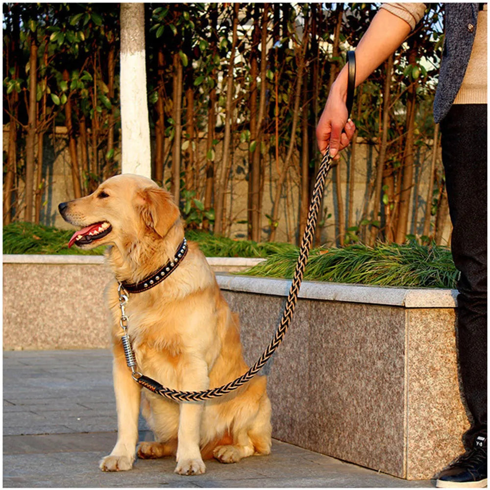 Guinzaglio Cani Resistente Vera Pelle Regolabile Passeggio Accessori Animali Domestici