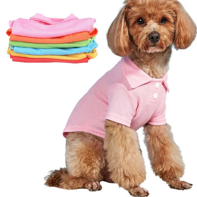 Camicia Cani Colletto Bottoni Monocolore Traspirante Accessori Abbigliamento Animali Domestici - PELOSAMICI