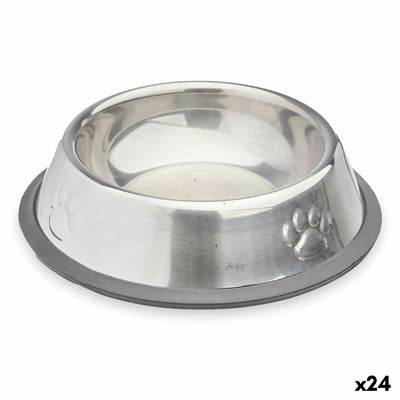 Ciotola per cani Argentato Grigio Gomma Metallo 15 x 4 x 15 cm (24 Unità) - PELOSAMICI