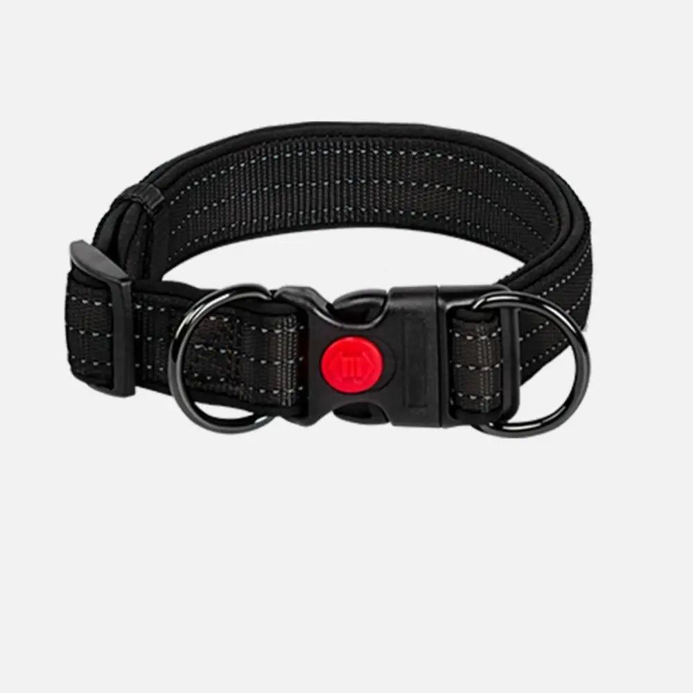 Collare Cani Imbottito Riflettente Nylon Sicurezza Doppio Anello Resistente Regolabile - PELOSAMICI