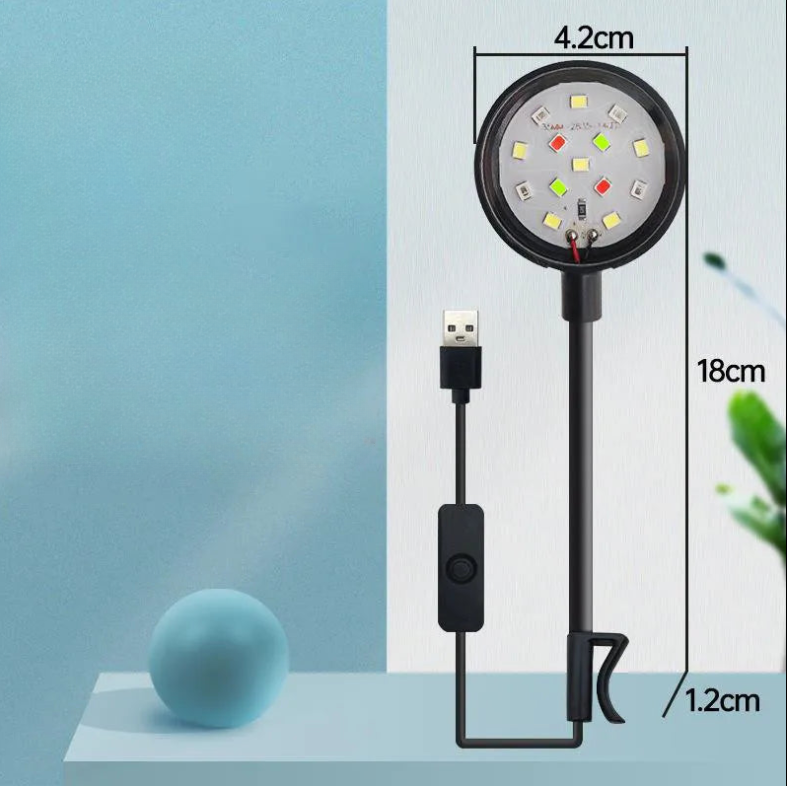 LED Aquarium Light Clip On Swivel Colorful Waterproof USB Lamp 