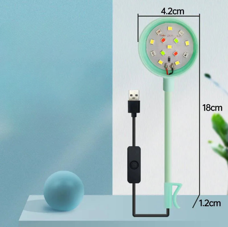 Clip de luz LED para acuario en lámpara USB impermeable colorida giratoria 