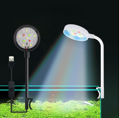 Clip de luz LED para acuario en lámpara USB impermeable colorida giratoria 