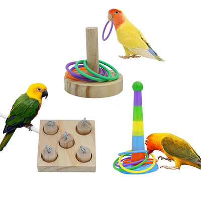 Bird Toy Parrot Bite Fun Rings Cage Pet Accessories 