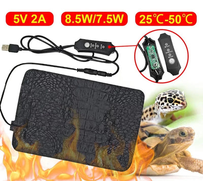Estera de calefacción térmica para animales, reptiles, enchufe USB, temperatura ajustable 