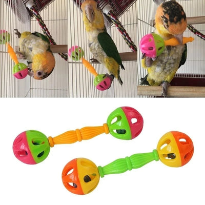 Parrot Bird Toy Fun Bite Bell Double Head Pet Accessories 