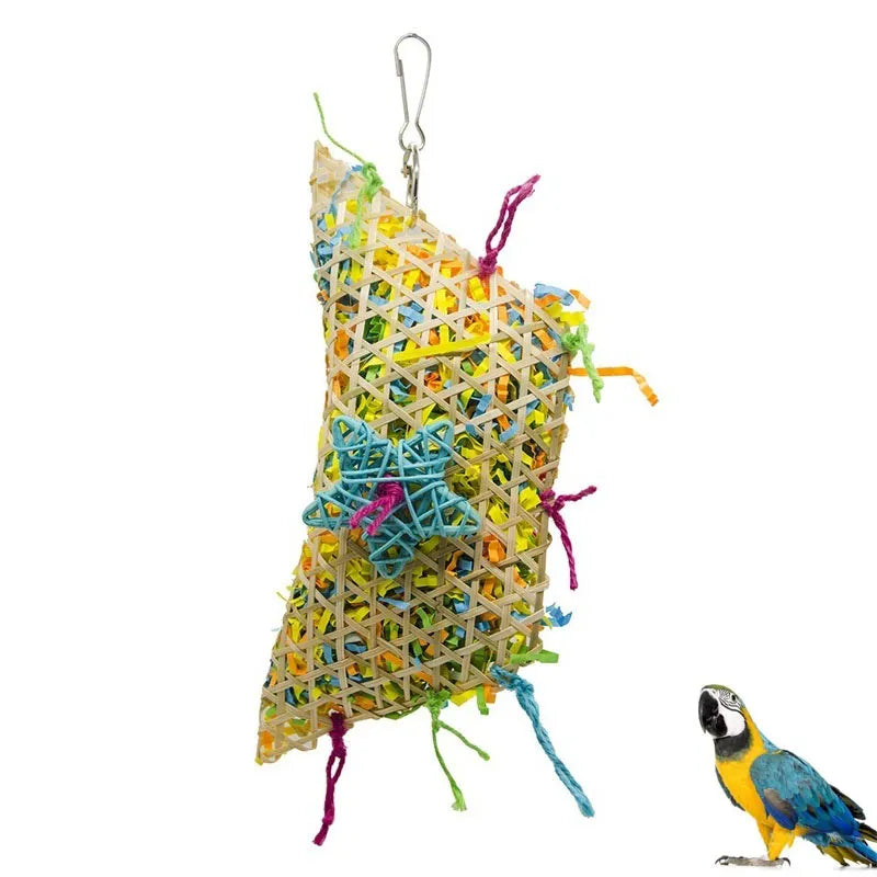 Giocattolo Uccelli Pappagallo Paglia Legno Divertimento Antistress Gabbia Accessori Animali Domestici