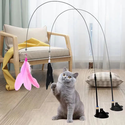 Juguete interactivo para gatos Accesorios para mascotas Plumas Diversión 