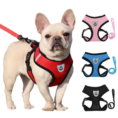 Dog Harness Leash Breathable Collar Adjustable Pet Accessories 