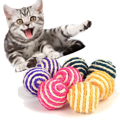 Interactive Cat Toy Fun Rope Ball Rattle Anti-scratch Pet Accessories 