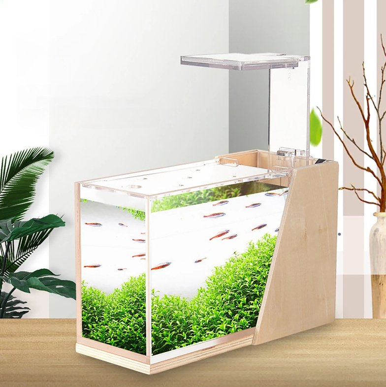 Acquario Tavolo Luce LED Interruttore Touch Pesci Decorazione Casa Pompa Acqua 2.5W - PELOSAMICI