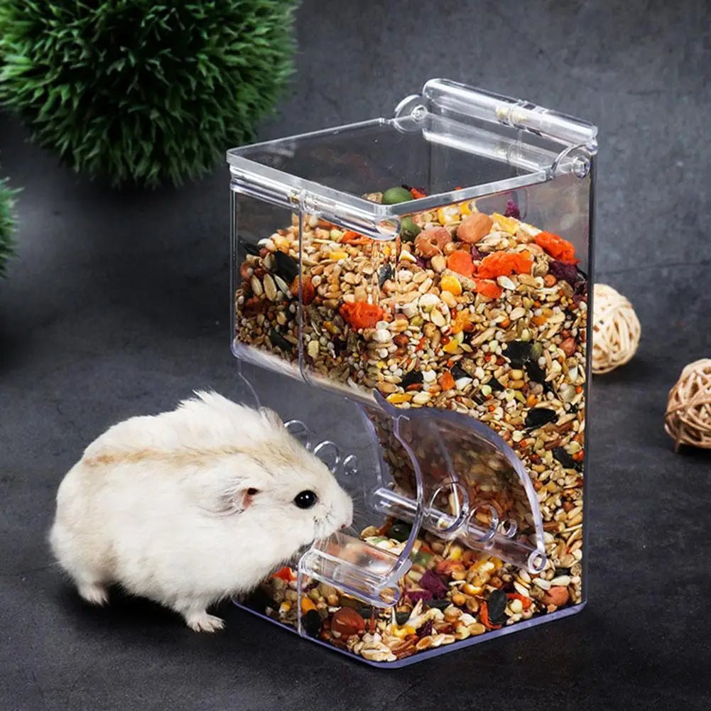 Dispenser Cibo Criceti Conigli Mangiatoia Gabbia Contenitore Trasparente Accessori Animali Domestici - PELOSAMICI